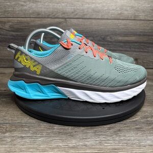 Hoka One One Silver and Blue Sneakers